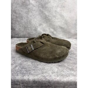 Birkenstock Boston Green Suede Shearling Clogs Shoes Sandals Size EU 39 US L8
